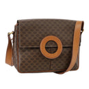 CELINE Macadam Canvas Shoulder Bag PVC Leather Brown Gold Auth yk16587-1
