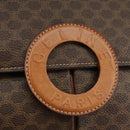 CELINE Macadam Canvas Shoulder Bag PVC Leather Brown Gold Auth yk16587-17