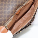 CELINE Macadam Canvas Shoulder Bag PVC Leather Brown Gold Auth yk16587-10