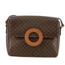 CELINE Macadam Canvas Shoulder Bag PVC Leather Brown Gold Auth yk16587-13