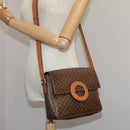 CELINE Macadam Canvas Shoulder Bag PVC Leather Brown Gold Auth yk16587-23