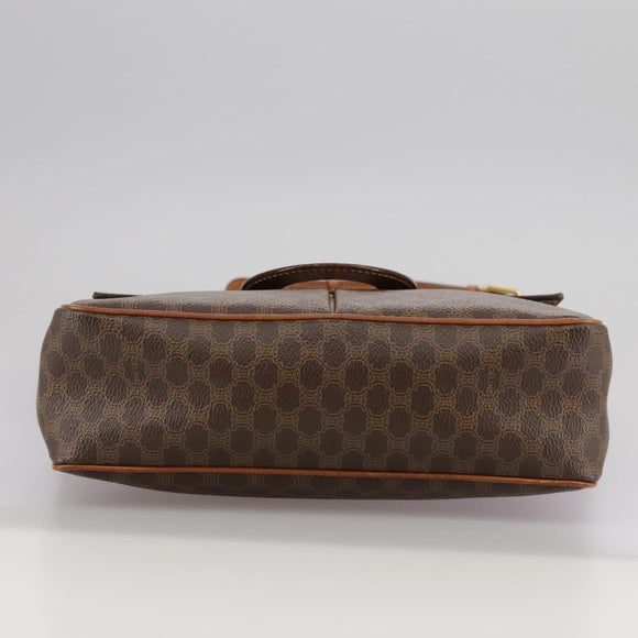 CELINE Macadam Canvas Shoulder Bag PVC Leather Brown Gold Auth yk16587