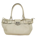 Salvatore Ferragamo Gancini Hand Bag Leather White Silver Auth yk16589-13