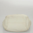 Salvatore Ferragamo Gancini Hand Bag Leather White Silver Auth yk16589-5