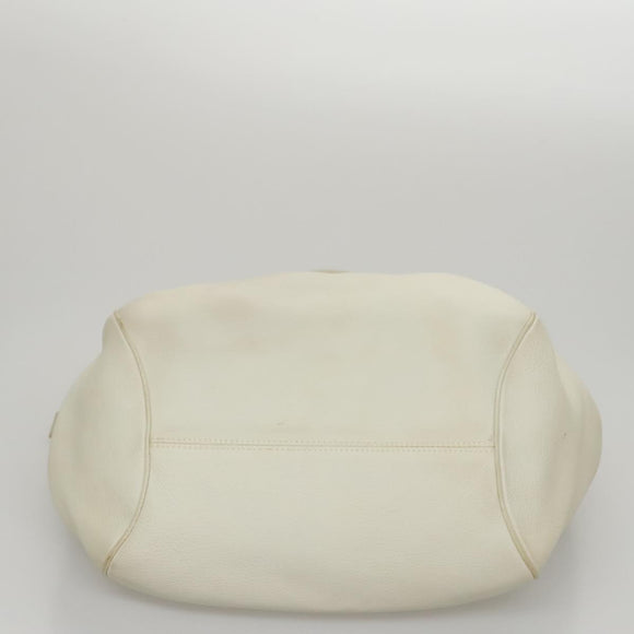 Salvatore Ferragamo Gancini Hand Bag Leather White Silver Auth yk16589