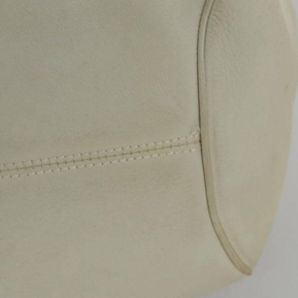 Salvatore Ferragamo Gancini Hand Bag Leather White Silver Auth yk16589