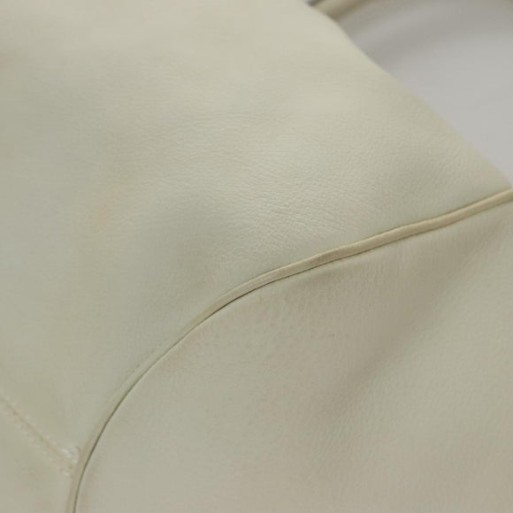 Salvatore Ferragamo Gancini Hand Bag Leather White Silver Auth yk16589