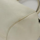Salvatore Ferragamo Gancini Hand Bag Leather White Silver Auth yk16589-18