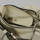 Salvatore Ferragamo Gancini Hand Bag Leather White Silver Auth yk16589-10