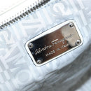 Salvatore Ferragamo Gancini Hand Bag Leather White Silver Auth yk16589-20