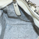 Salvatore Ferragamo Gancini Hand Bag Leather White Silver Auth yk16589-21