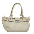 Salvatore Ferragamo Gancini Hand Bag Leather White Silver Auth yk16589-1