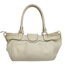 Salvatore Ferragamo Gancini Hand Bag Leather White Silver Auth yk16589-2
