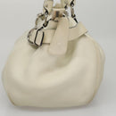 Salvatore Ferragamo Gancini Hand Bag Leather White Silver Auth yk16589-3