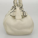 Salvatore Ferragamo Gancini Hand Bag Leather White Silver Auth yk16589-4