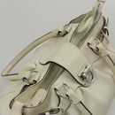 Salvatore Ferragamo Gancini Hand Bag Leather White Silver Auth yk16589-6