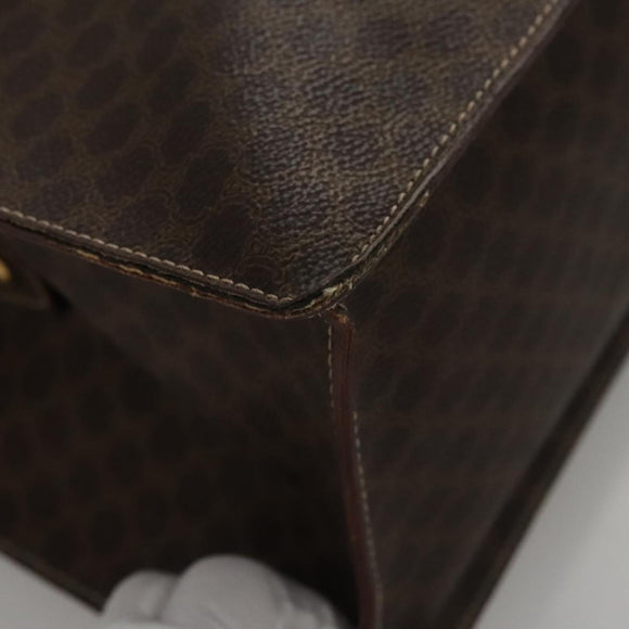 CELINE Macadam Canvas Hand Bag PVC Leather Brown Gold Auth yk16623