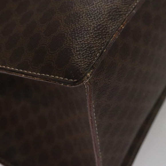 CELINE Macadam Canvas Hand Bag PVC Leather Brown Gold Auth yk16623