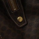 CELINE Macadam Canvas Hand Bag PVC Leather Brown Gold Auth yk16623-21