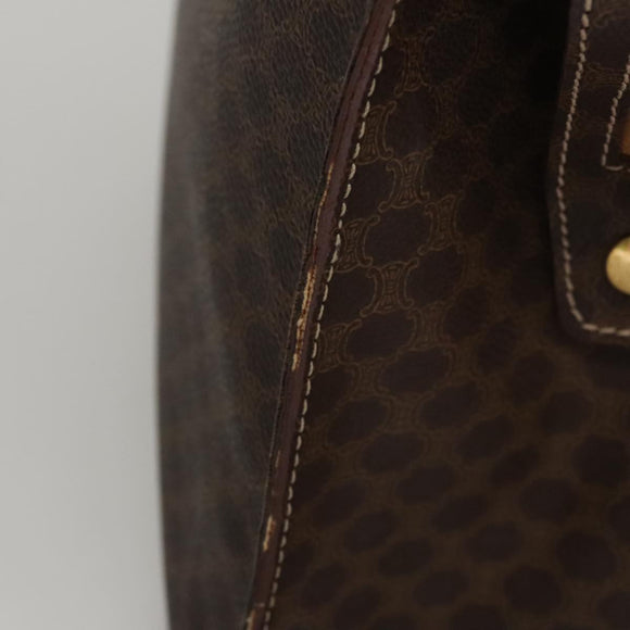 CELINE Macadam Canvas Hand Bag PVC Leather Brown Gold Auth yk16623