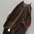 CELINE Macadam Canvas Hand Bag PVC Leather Brown Gold Auth yk16623-8