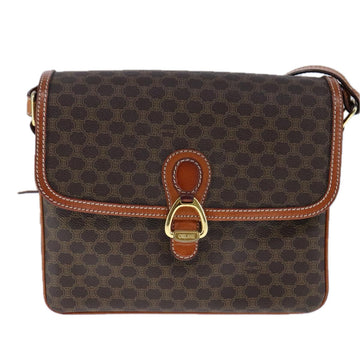 CELINE Macadam Canvas Shoulder Bag PVC Leather Brown Gold Auth yk16625 - 0