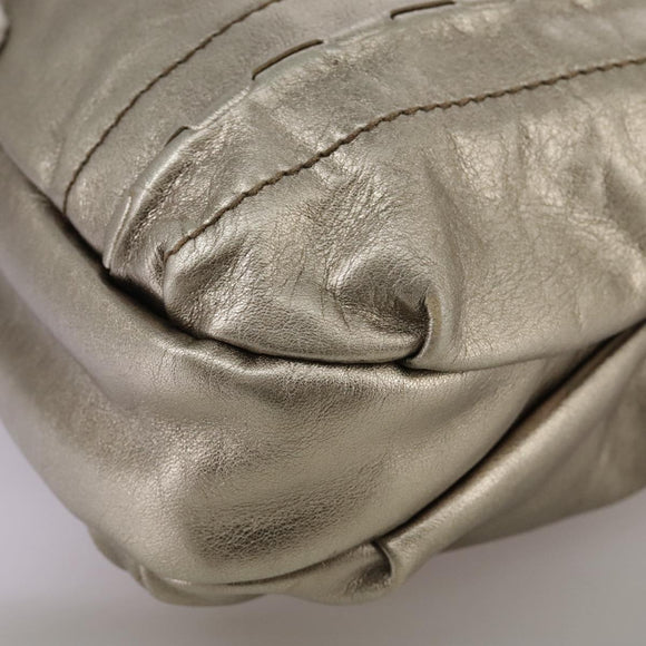 Salvatore Ferragamo Gancini Hand Bag Leather Gold Tone Auth yk16674