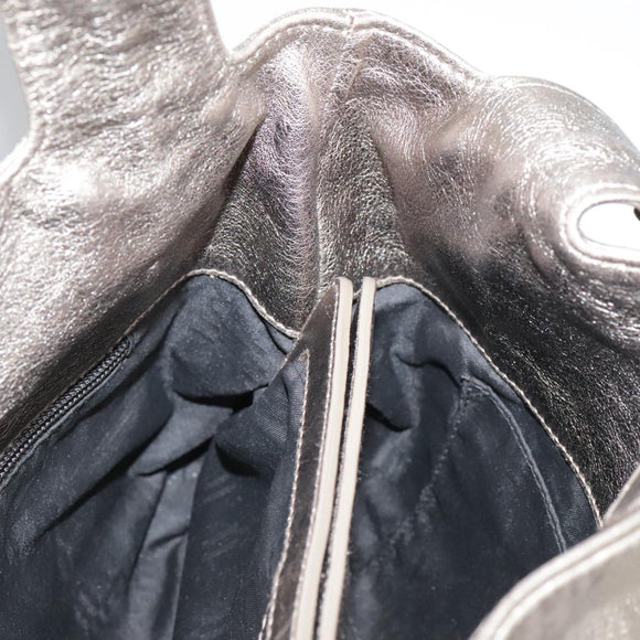 Salvatore Ferragamo Gancini Hand Bag Leather Gold Tone Auth yk16674