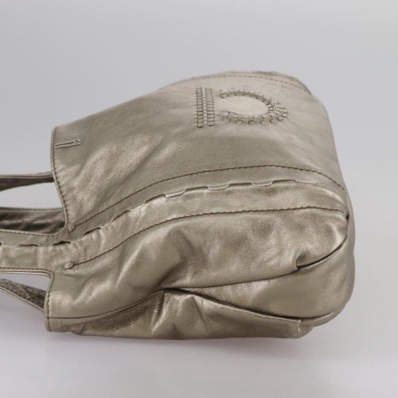 Salvatore Ferragamo Gancini Hand Bag Leather Gold Tone Auth yk16674