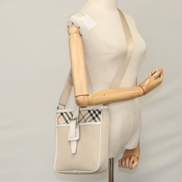 BURBERRY Nova Check Shoulder Bag Canvas Beige Auth yk16685