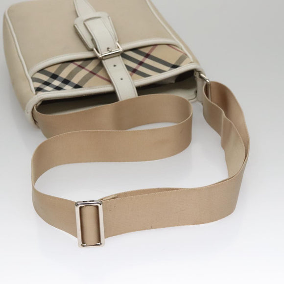 BURBERRY Nova Check Shoulder Bag Canvas Beige Auth yk16685