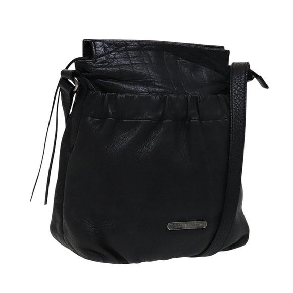 BURBERRY Shoulder Bag Leather Black Auth yk16686