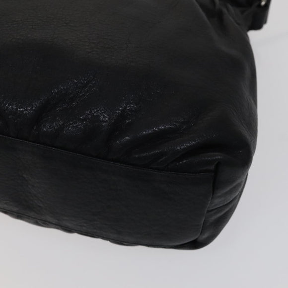 BURBERRY Shoulder Bag Leather Black Auth yk16686