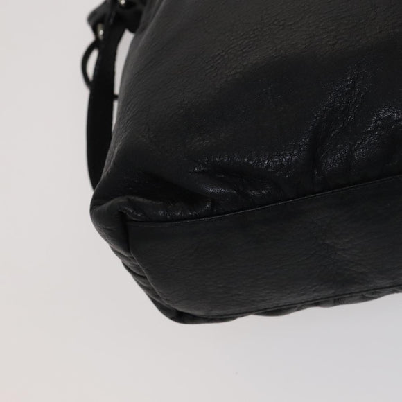 BURBERRY Shoulder Bag Leather Black Auth yk16686