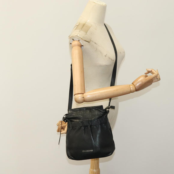 BURBERRY Shoulder Bag Leather Black Auth yk16686
