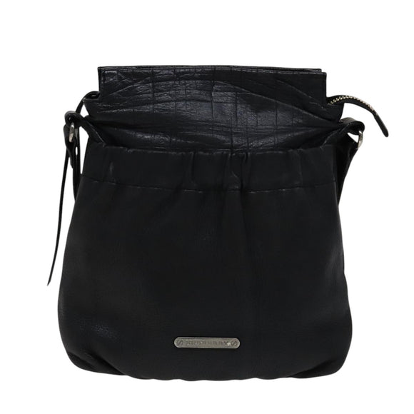 BURBERRY Shoulder Bag Leather Black Auth yk16686