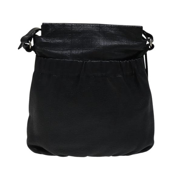 BURBERRY Shoulder Bag Leather Black Auth yk16686