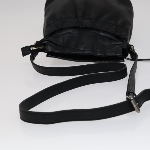 BURBERRY Shoulder Bag Leather Black Auth yk16686