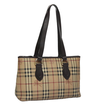 BURBERRY Nova Check Tote Bag PVC Leather Beige Auth yk16711