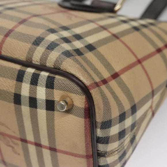 BURBERRY Nova Check Tote Bag PVC Leather Beige Auth yk16711