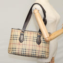 BURBERRY Nova Check Tote Bag PVC Leather Beige Auth yk16711-22
