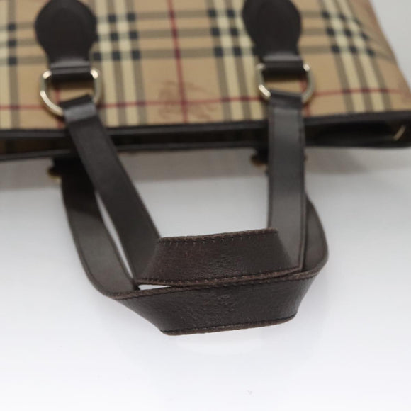 BURBERRY Nova Check Tote Bag PVC Leather Beige Auth yk16711