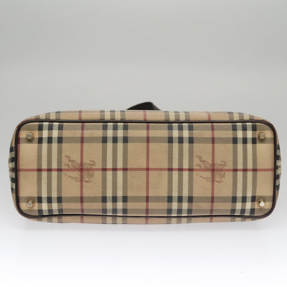 BURBERRY Nova Check Tote Bag PVC Leather Beige Auth yk16711