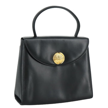 GIVENCHY Hand Bag Leather Black Gold Auth yk16736