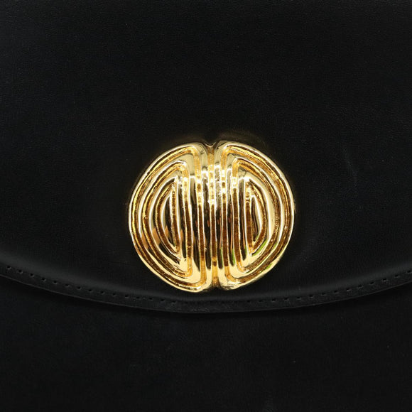 GIVENCHY Hand Bag Leather Black Gold Auth yk16736