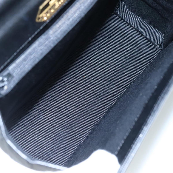 GIVENCHY Hand Bag Leather Black Gold Auth yk16736