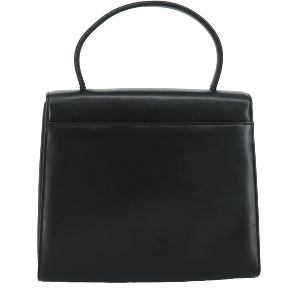 GIVENCHY Hand Bag Leather Black Gold Auth yk16736