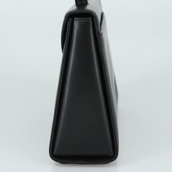 GIVENCHY Hand Bag Leather Black Gold Auth yk16736