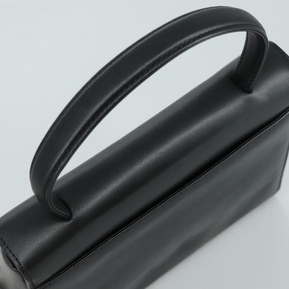 GIVENCHY Hand Bag Leather Black Gold Auth yk16736