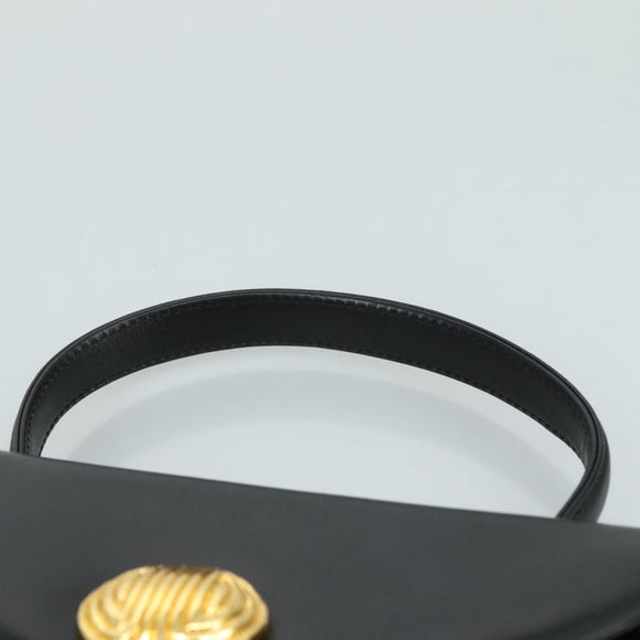 GIVENCHY Hand Bag Leather Black Gold Auth yk16736